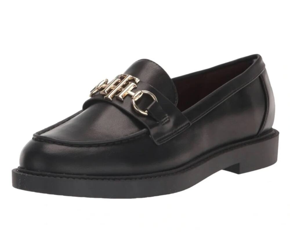 Tommy Hilfiger Women's Trevys Slip On Moc Toe Loafers in Black size 8.5"
